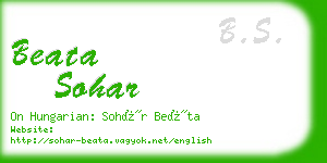 beata sohar business card